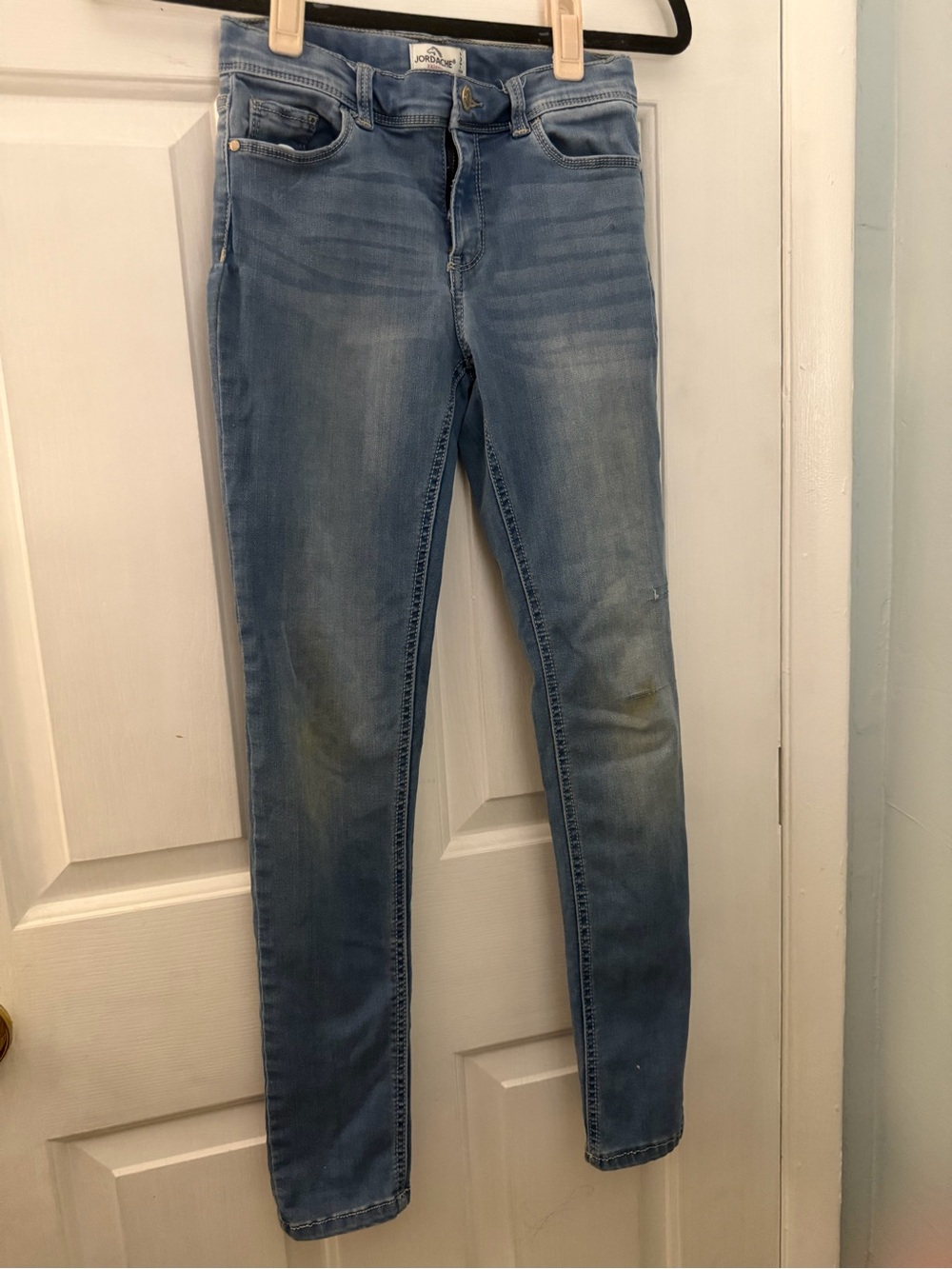 Jordache Girls Size 14 Slim Skinny Jeans Light Wash Stained